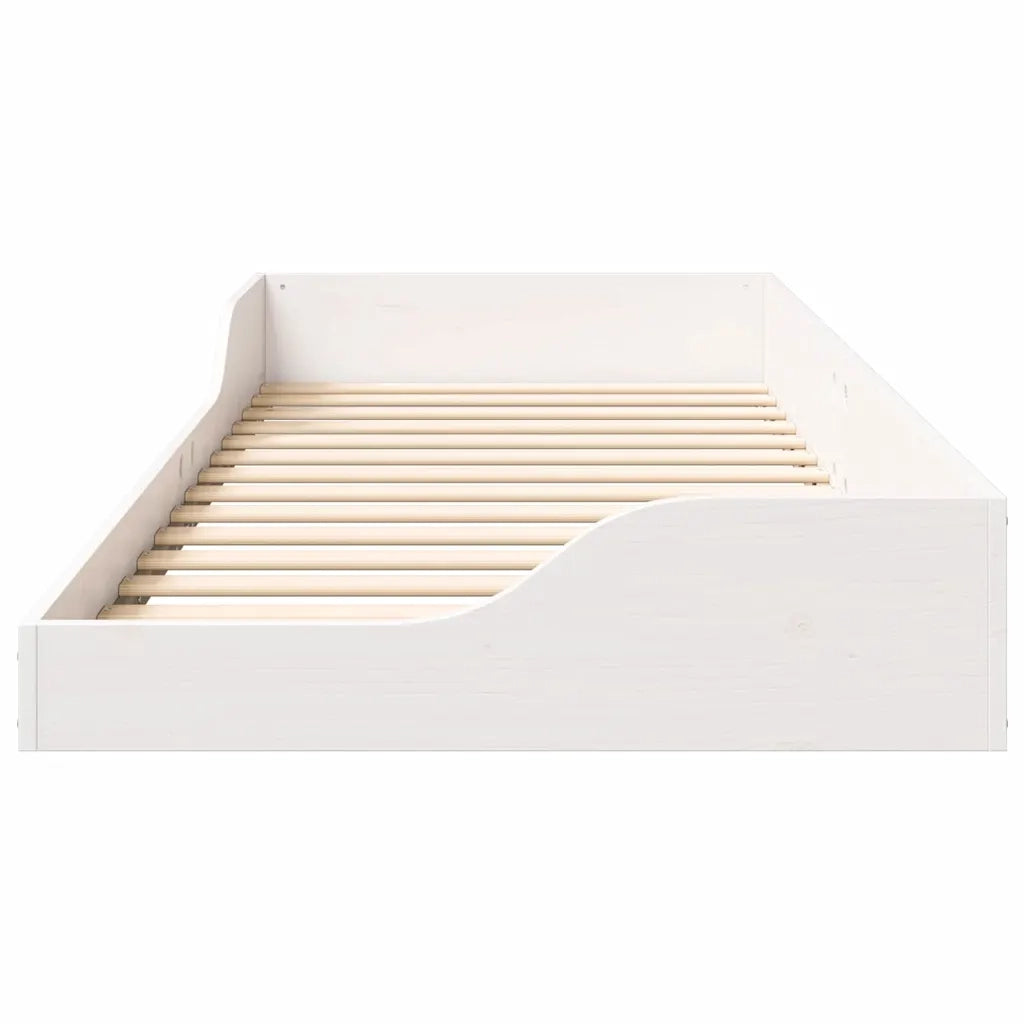 Letto singolo | Letto per adulti | Struttura del letto Bianco 100 x 220 cm Pino massello