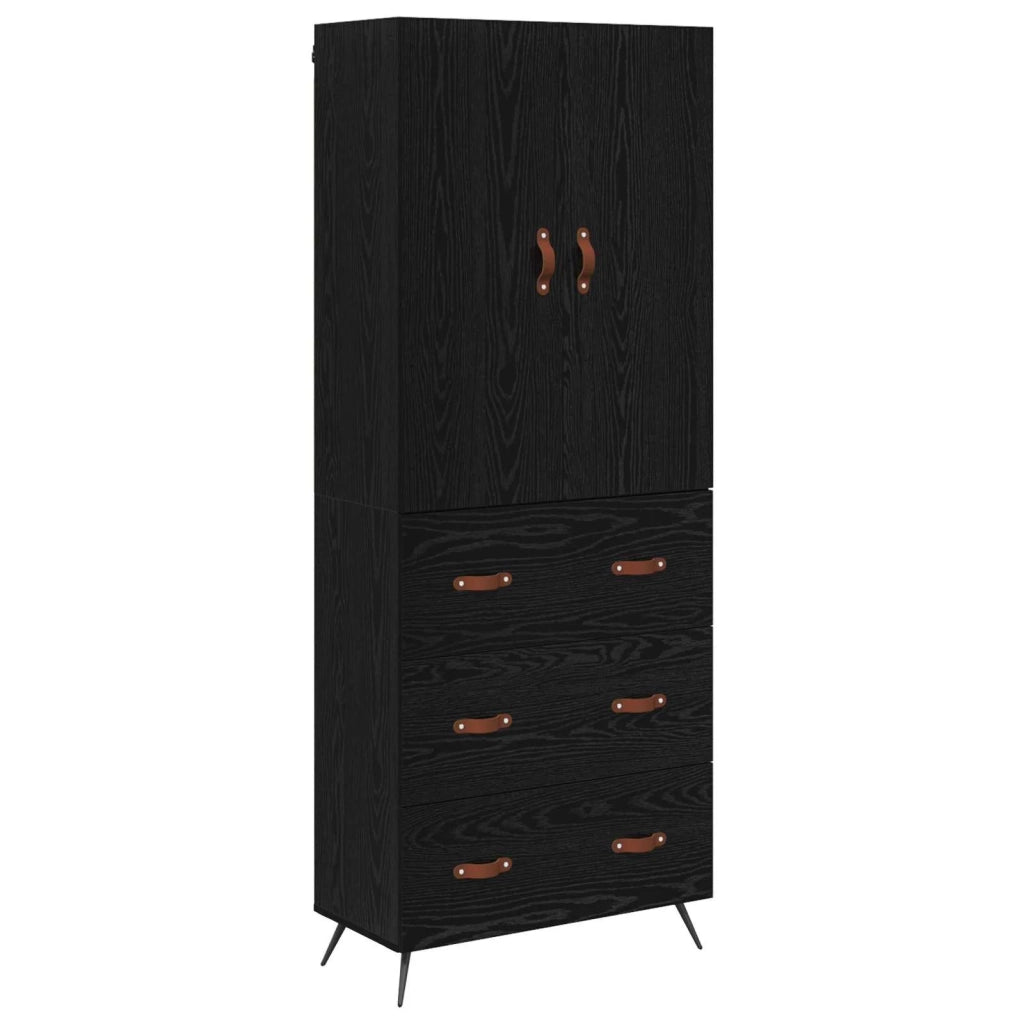 Credenza-Buffet-Armadio da cucina Rovere Nero 69,5 x 34 x 180 cm Legno multistrato 424038