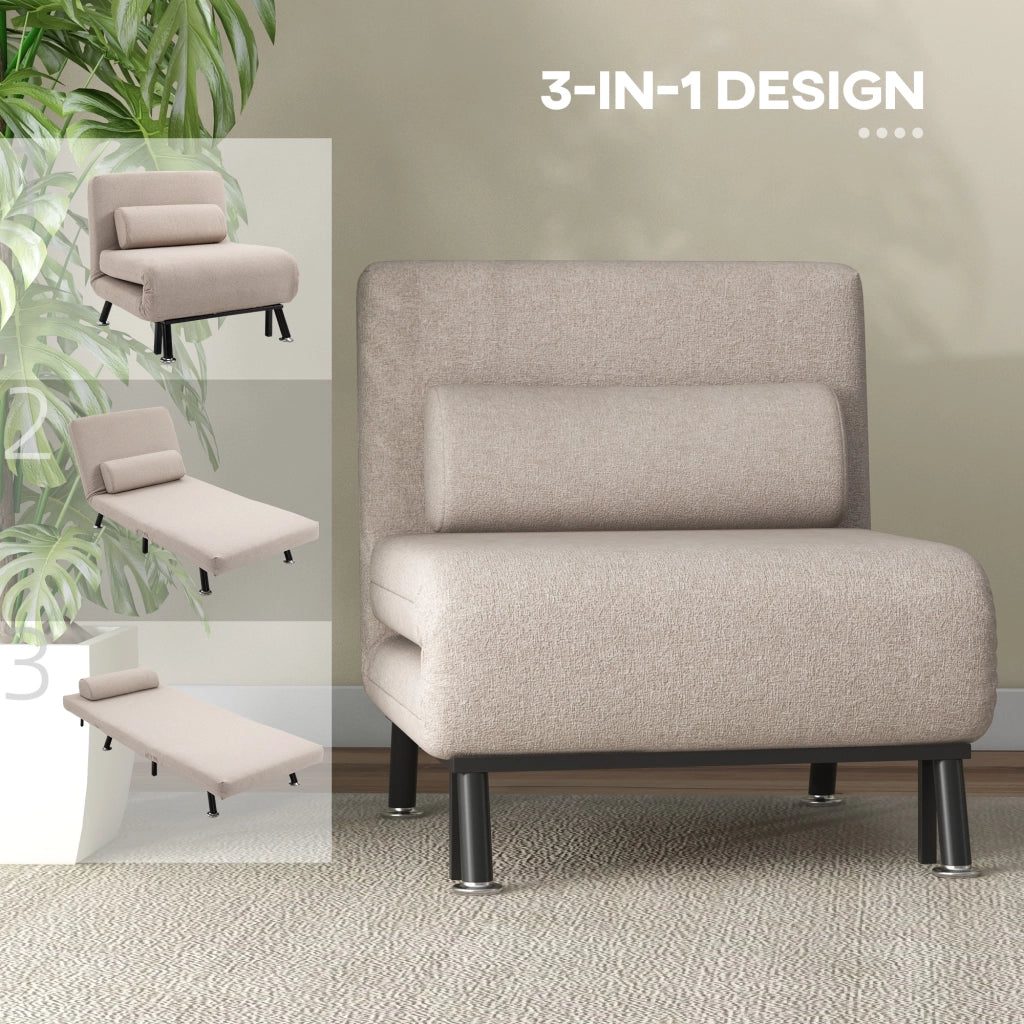 Poltrona Relax Klappbett con Schienale Regolabile ¨C Minimal ¨C Beige 75x70x75 cm