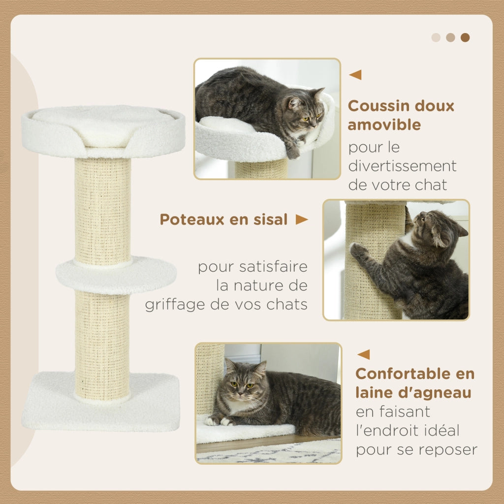 Albero per gatti con tiragraffi e piattaforme ¨C zephmum ¨C crema