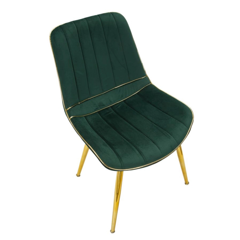 Sedia Paris verde e gold in tessuto con gambe dorate – set 2 pezzi