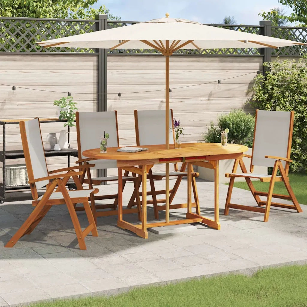 Sedie da Giardino Pieghevoli 4 pz | Sedie da Esterno Massello d'Acacia e Textilene