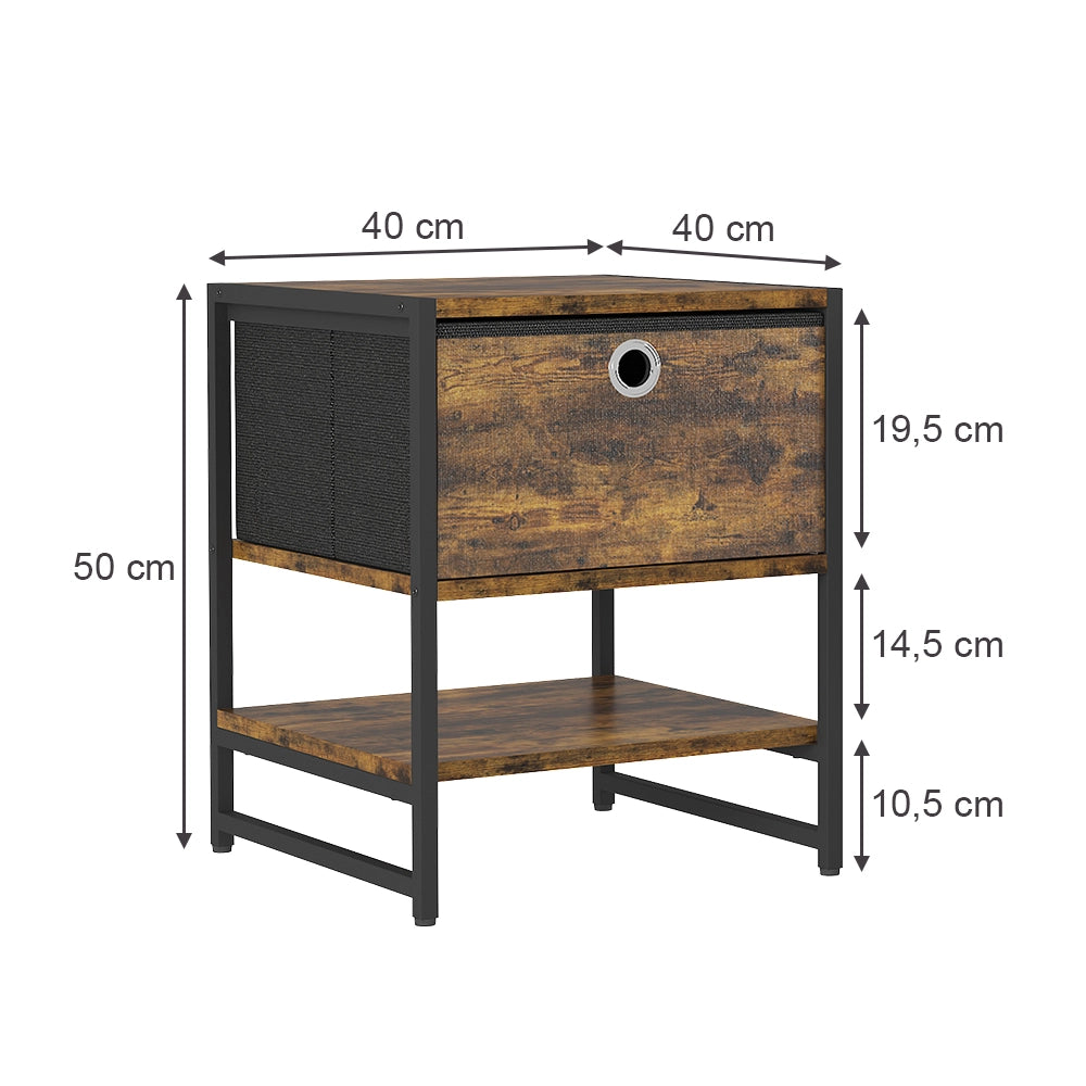 Vicco Comodino Rovere rustico 40 x 50 cm Set di 2