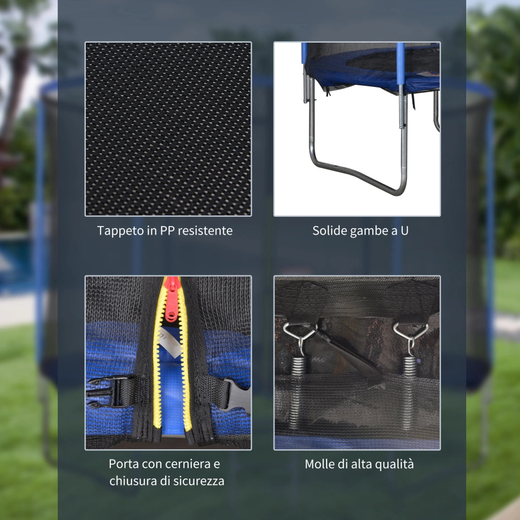 Trampolino Elastico da Giardino ¨C zephmum ¨C Blu e Nero, ?244x240cm