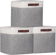 Set di Scatole per Conservazione di Abiti 30x30x30cm - Set di 3 - Bianco Grigio - per Abiti Placche Cassetti