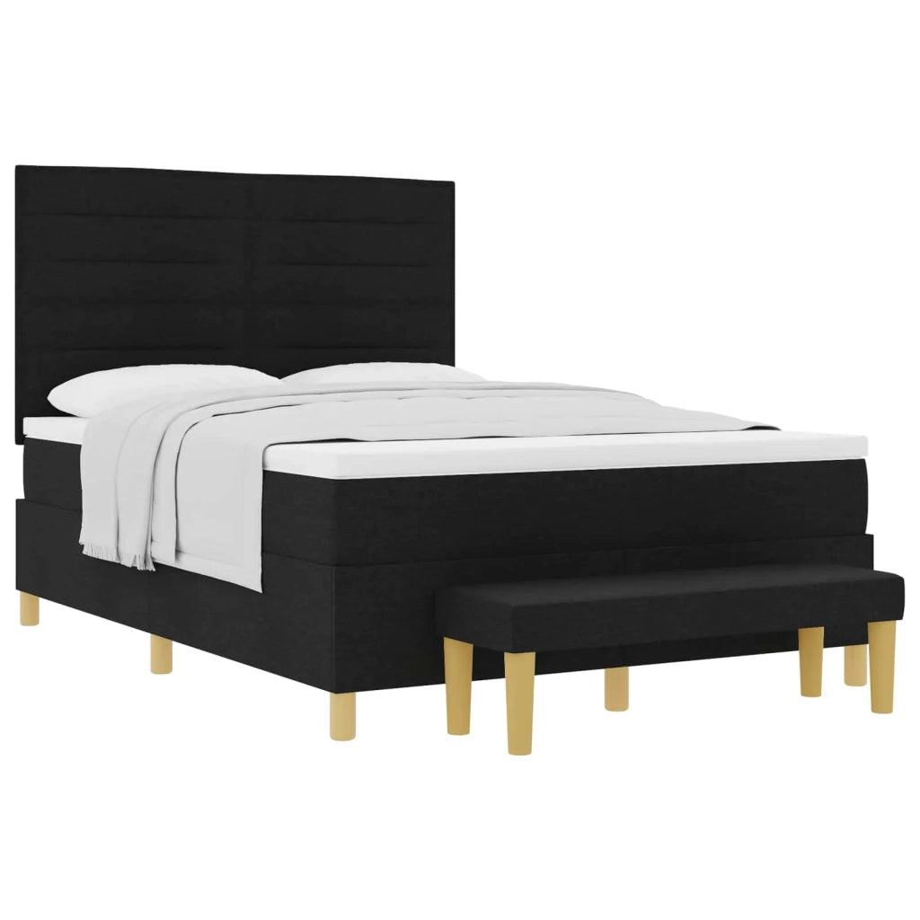 Letto a molle con materasso Nero 160 x 200 cm Tessuto