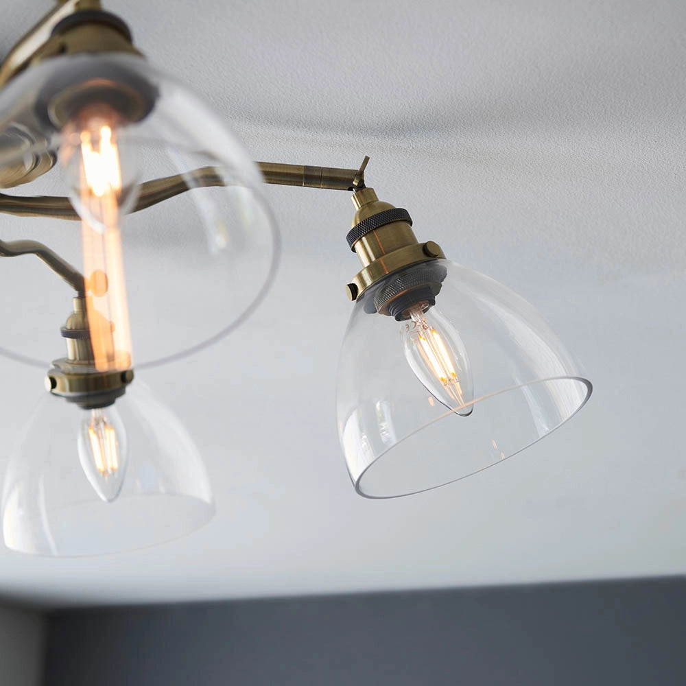 Plafoniera vintage ottone antico 5 luci E14 Endon Hansen