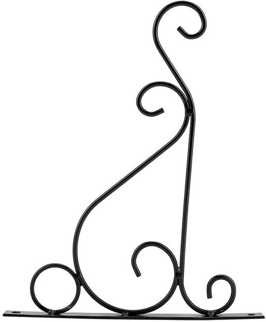 Sostegno per piante Retro hanger a muro con ganci in acciaio - sostegno per piante per nidi per uccelli vasi per piante lanterne wind chimes - 25 x 21 cm Nero