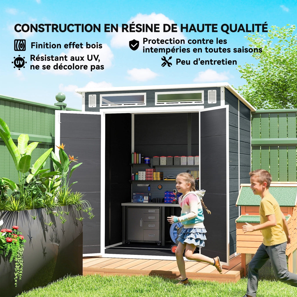 Casetta da Giardino in Resina ¨C Xylo ¨C Grigio 3,3 m2 con Plancher