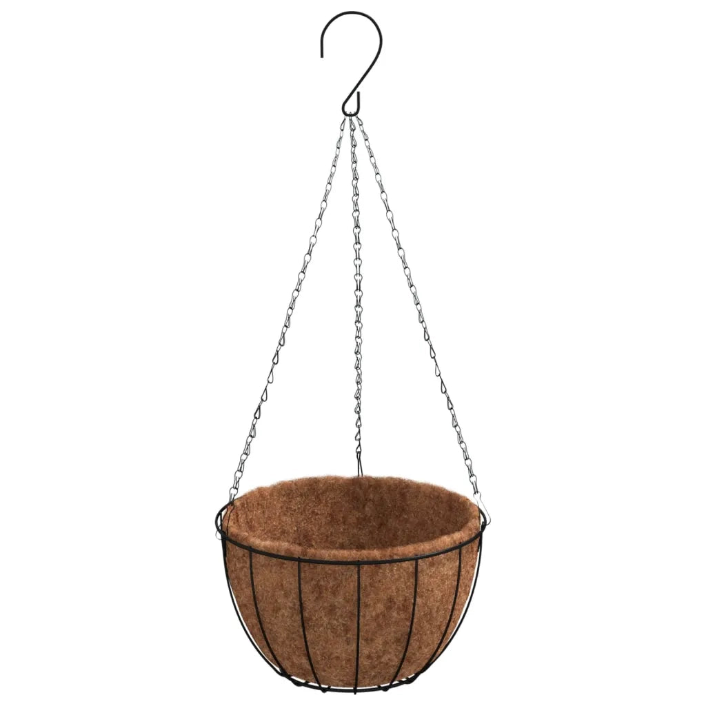 Fioriere | Cassetta per fiori | Vaso Pensili 4 pz Rivestimenti Cocco Nero ?35x52cm Acciaio