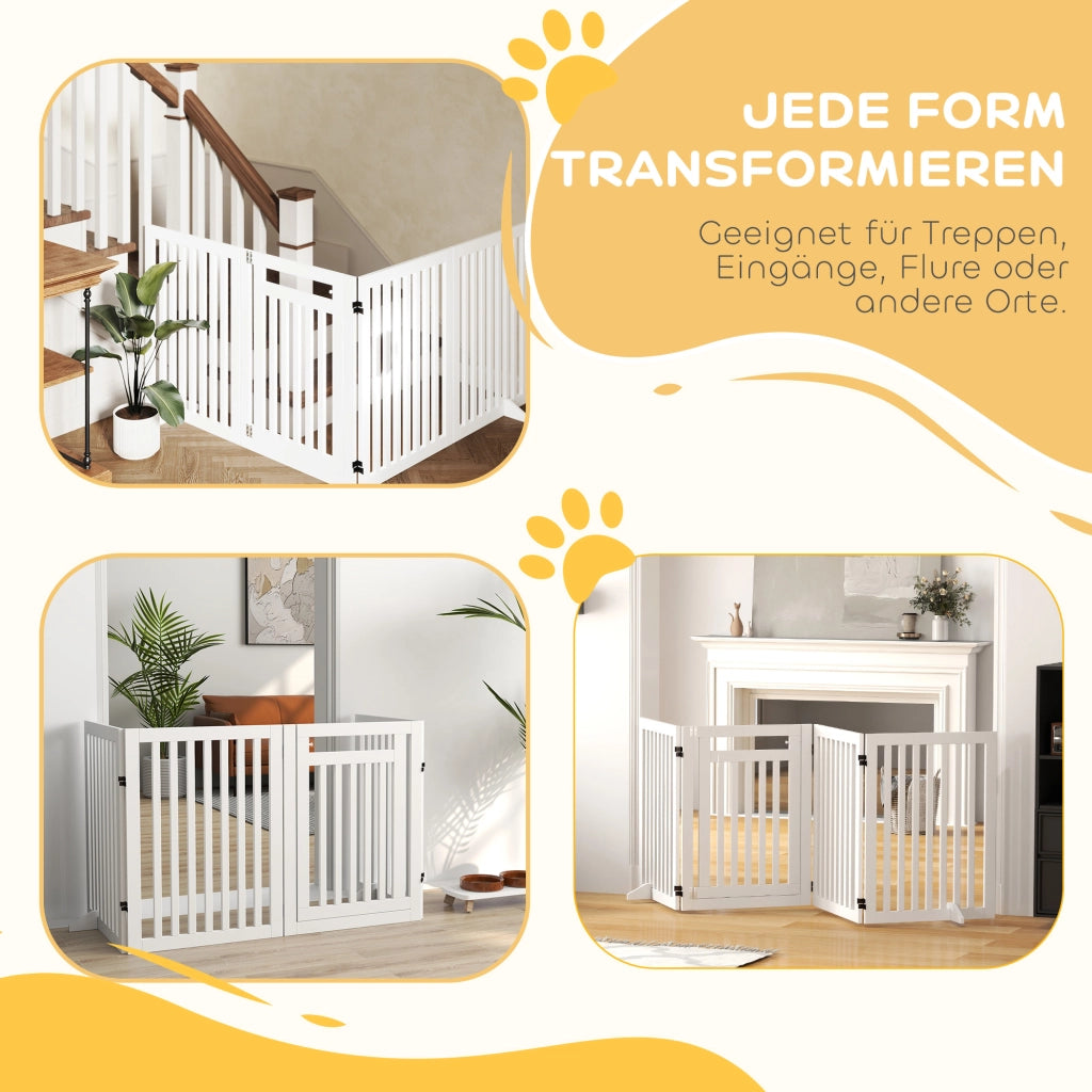 Cancelletto per scale, pieghevole, non richiede foratura, barriera di sicurezza, 4 pezzi, autoportante con 2 piedini di supporto, bianco, 81 cm