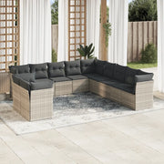 Set Divani da Giardino 11 pz con Cuscini in Polyrattan Grigio