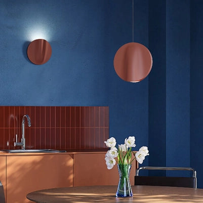 Sirio Lampada da parete in ceramica color Terracotta, LED 8W 2700K 625lm, diametro 24 cm, design Made in Italy per illuminazione interni IP40