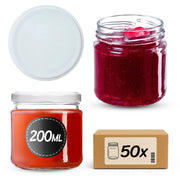 KADAX 50x Vasetti Vetro 200ml Conserva Marmellata Miele + Tappi Fi66