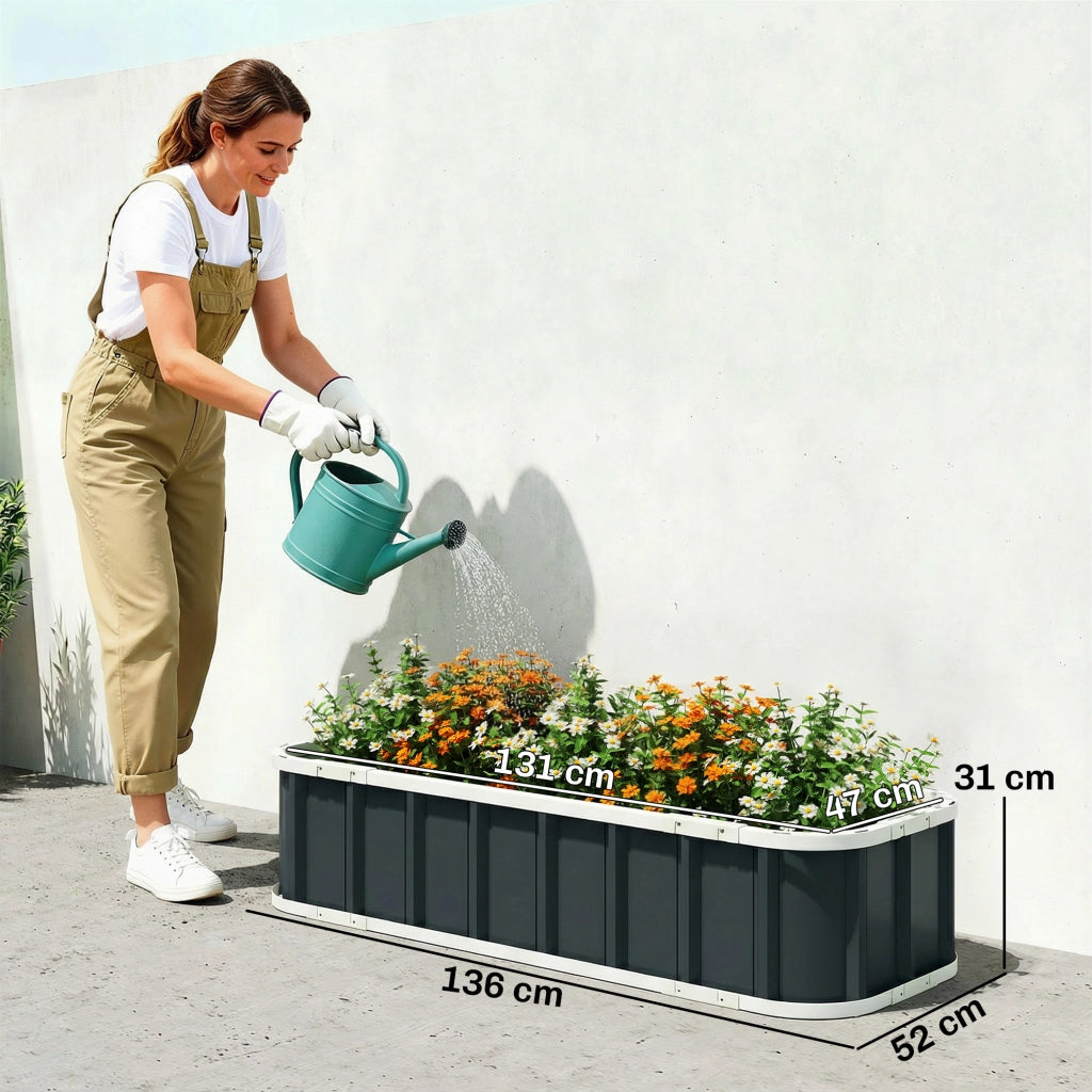 Hochbeet in Acciaio ¨C zephmum ¨C Grigio Scuro 136x52x31 cm
