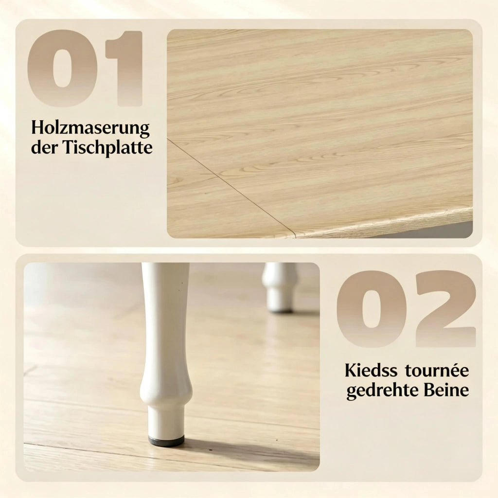 Tavolo da pranzo pieghevole per 2-6 persone, allungabile da 74 a 134 cm, tavolo da cucina con 2 sezioni allungabili, gambe in acciaio, piano in legno