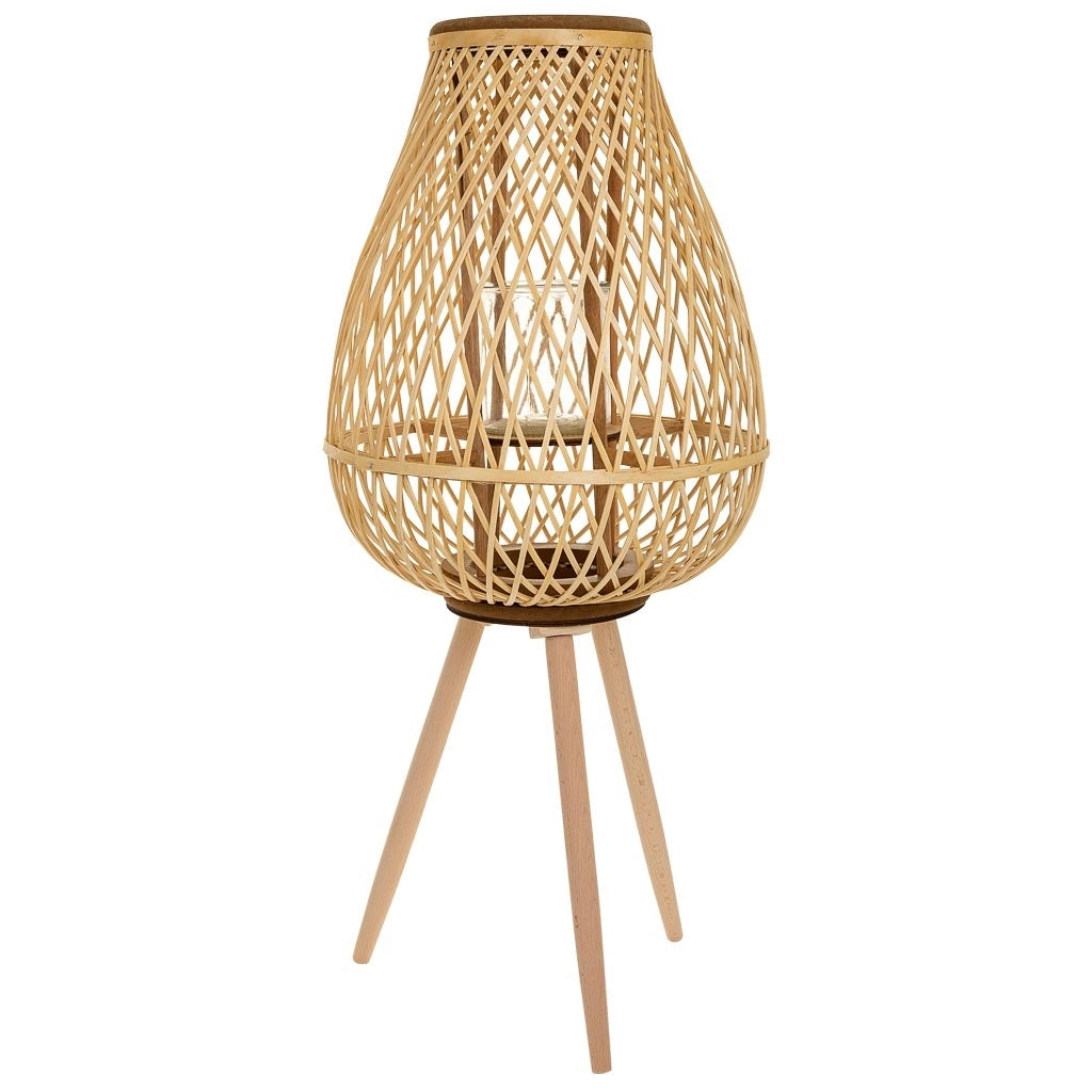 Lanterna portacandele in bambù marrone d37x48/82h