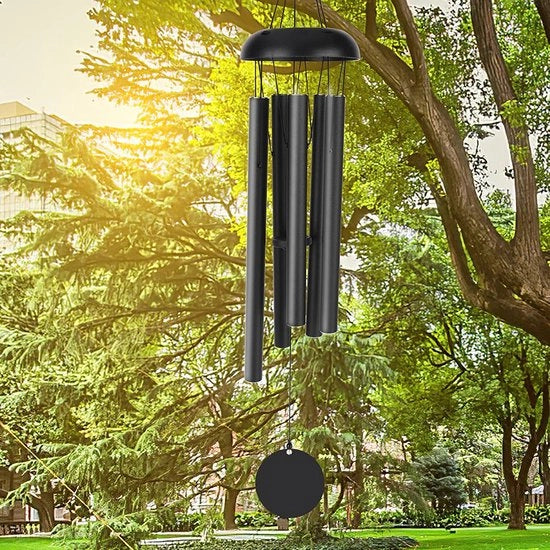 Ventilatore da giardino da 80 cm, 5 tubi metallici, melodia anamorfica, decorazione classica retro, suono per giardino, interna, cortile, giardino posteriore, decorazione