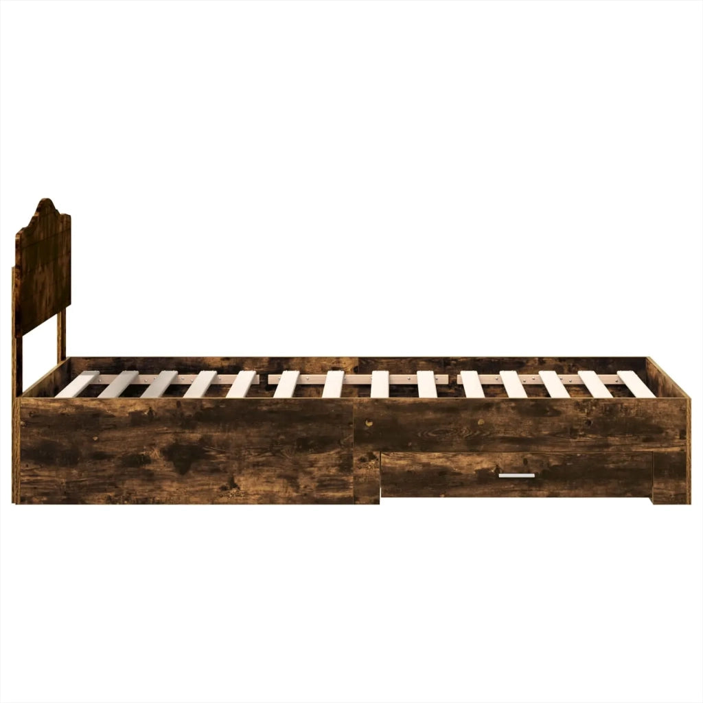Letto singolo | Letto per adulti | Struttura del letto Rovere fum¨¦ 70 x 190 cm Legno multistrato