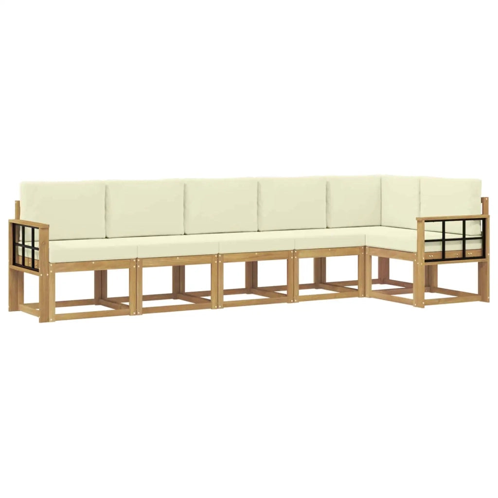 Set di divani da esterno 6 pz Bianco e Crema Poliestere 3387709