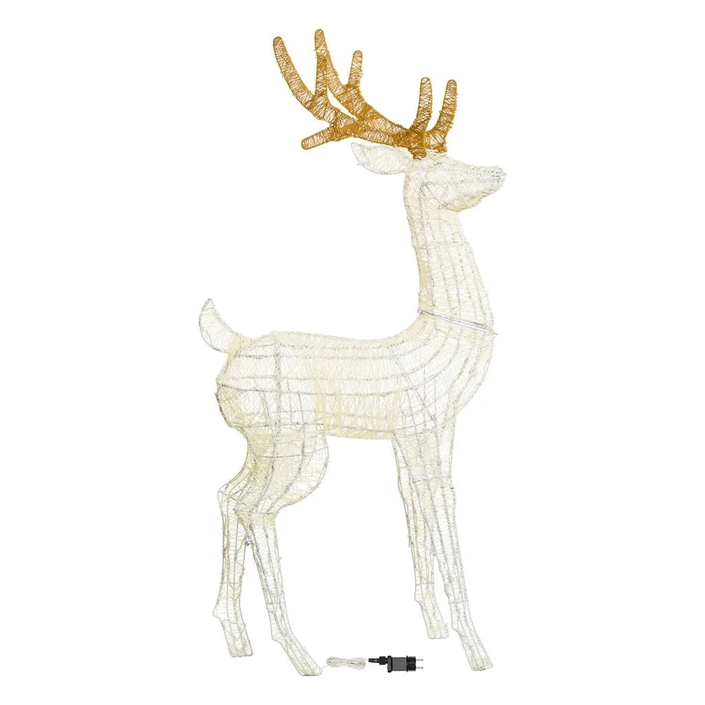 Renna Cream & Brown h. 125 o 160 cm con testa ruotata, led bianco extra caldo - 125 CM