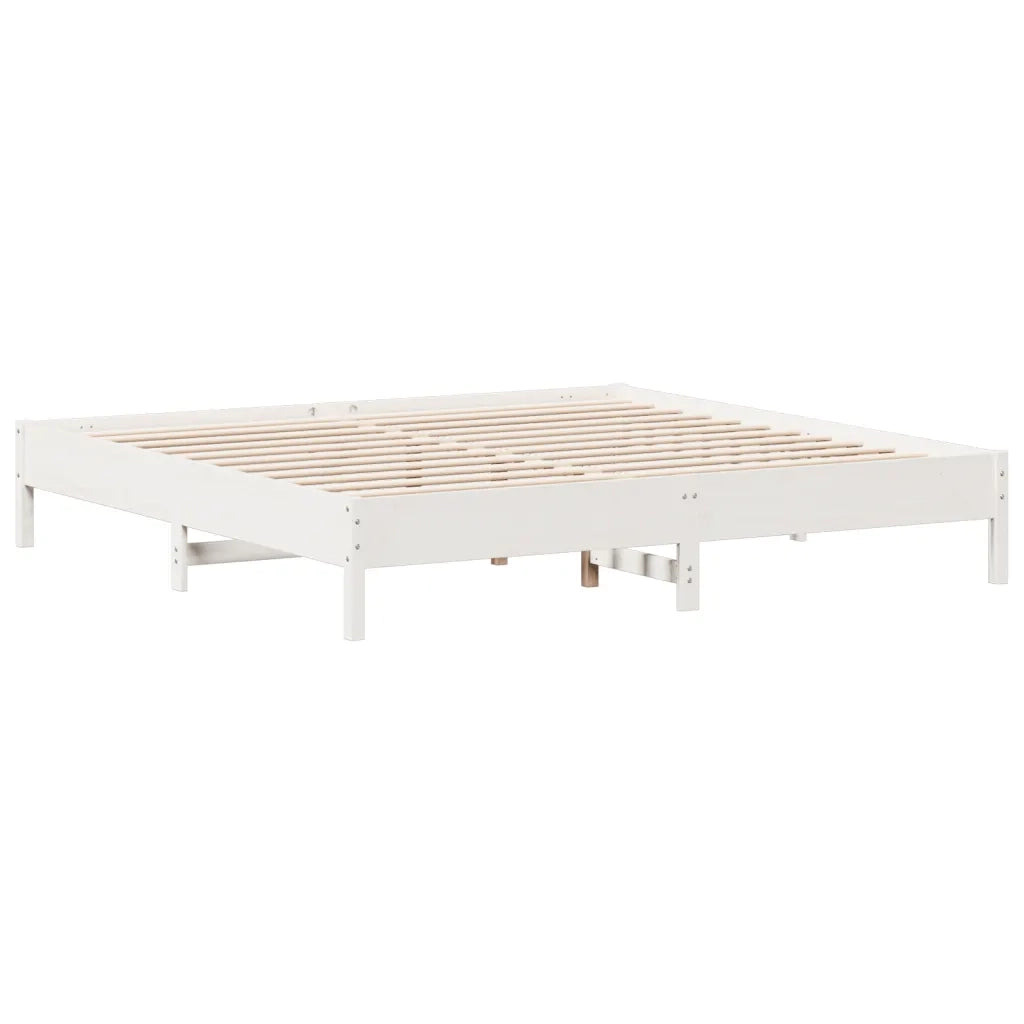 Giroletto senza Materasso Bianco 200x200 cm Legno Massello Pino 842683