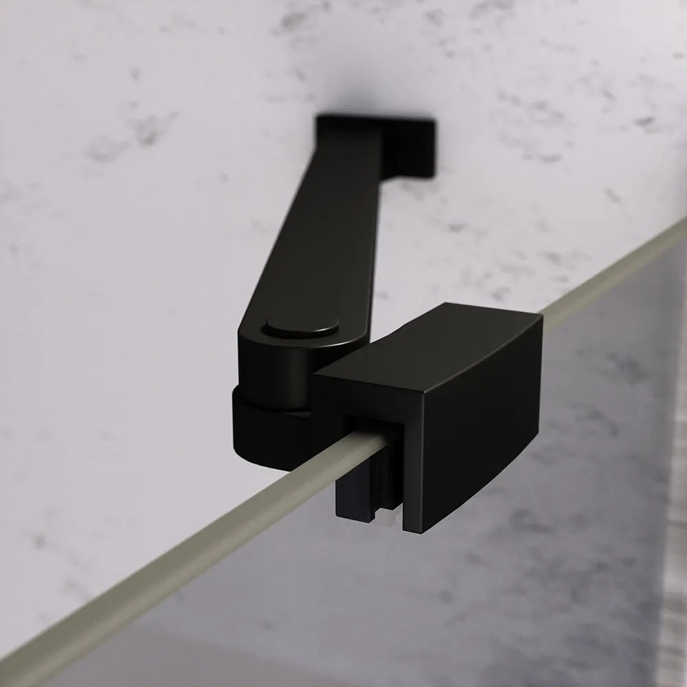 Porta doccia 126-130cm apertura a battente con profili nero opaco e vetro da 6mm trasparente h195 | Elba