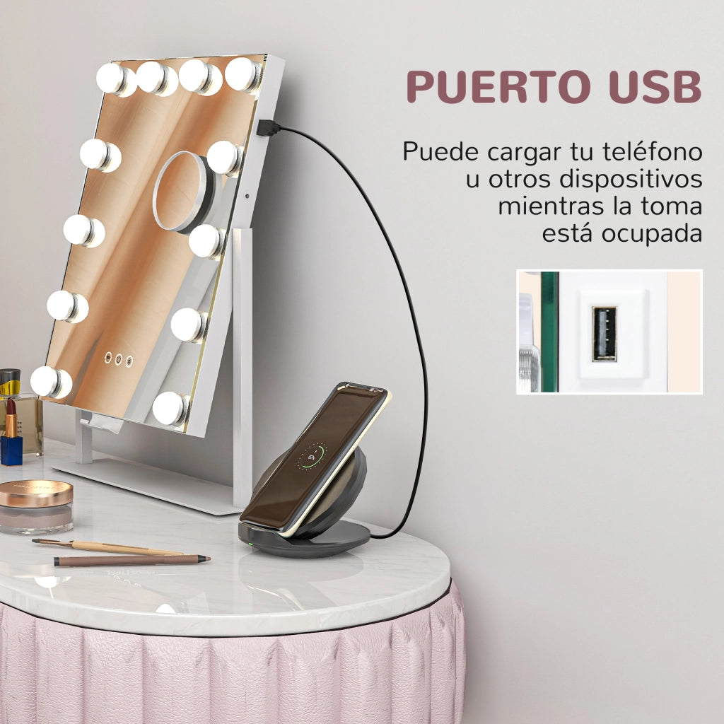 Specchio da Trucco con Luce ¨C zephmum ¨C Bianco 30x40 cm