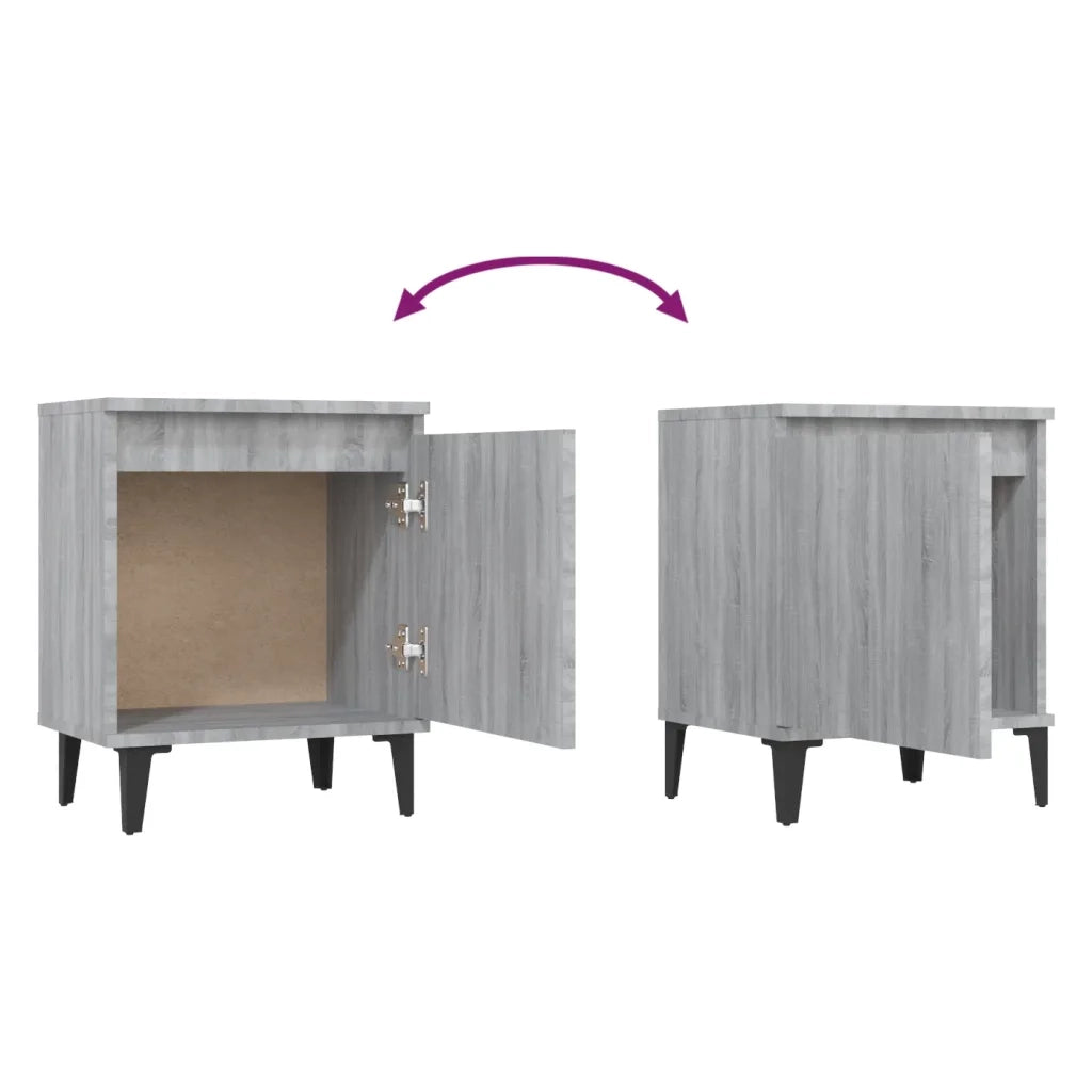 Comodini | Armadio da Notte | Mobiletto da notte con Gambe in Metallo Grigio Sonoma 40x30x50 cm