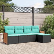 Set Divani da Giardino 5 pz con Cuscini Nero in Polyrattan 3227597