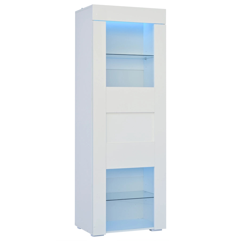 Vetrina alta 60 x 40 x 170 cm bianca con LED, anta in acrilico e 2 ripiani in vetro