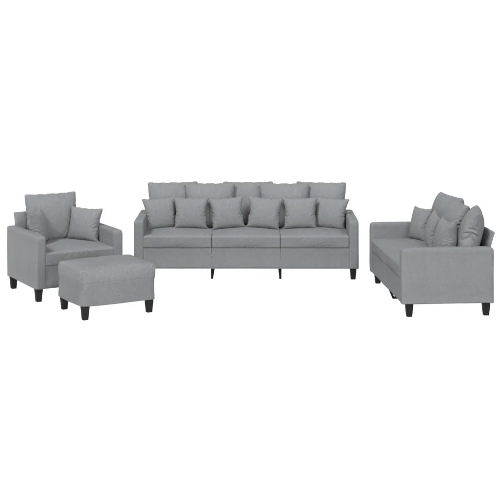 Set Divani 4 pz con Cuscini Grigio Chiaro in Tessuto 3201640