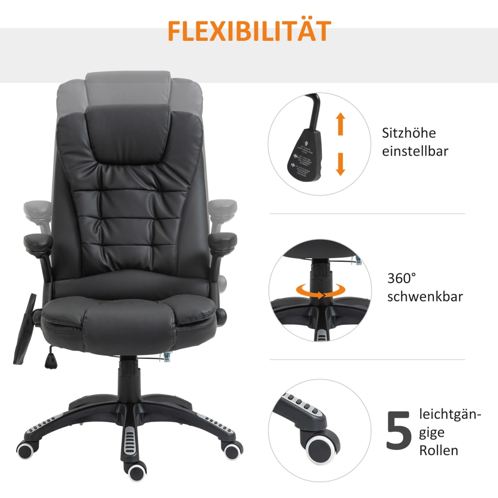 Poltrona Massaggiante Elettrica con Riscaldamento ¨C Minimal ¨C Pelle Sintetica, Nero