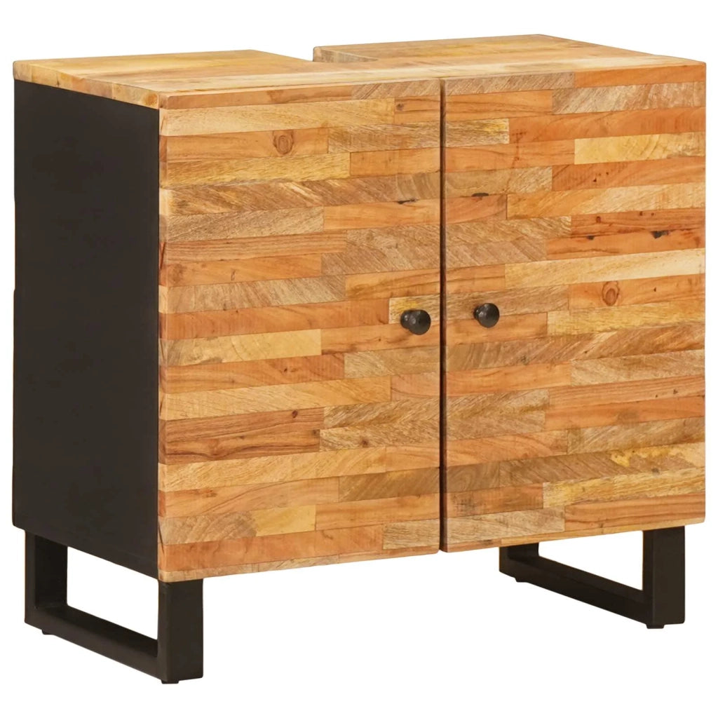 Set da Bagno con porta 2 pcs Naturale Legno di mango massello