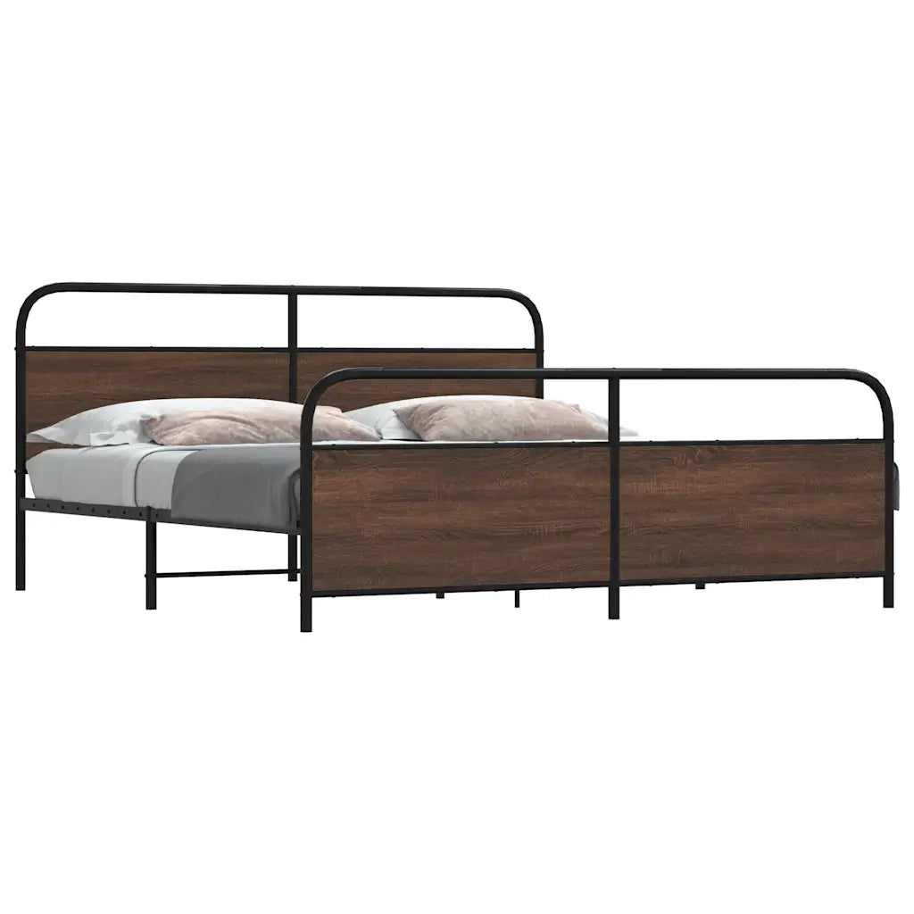 Giroletto senza Materasso in Metallo-Struttura Letto Rovere Marrone 200x200 cm 532820