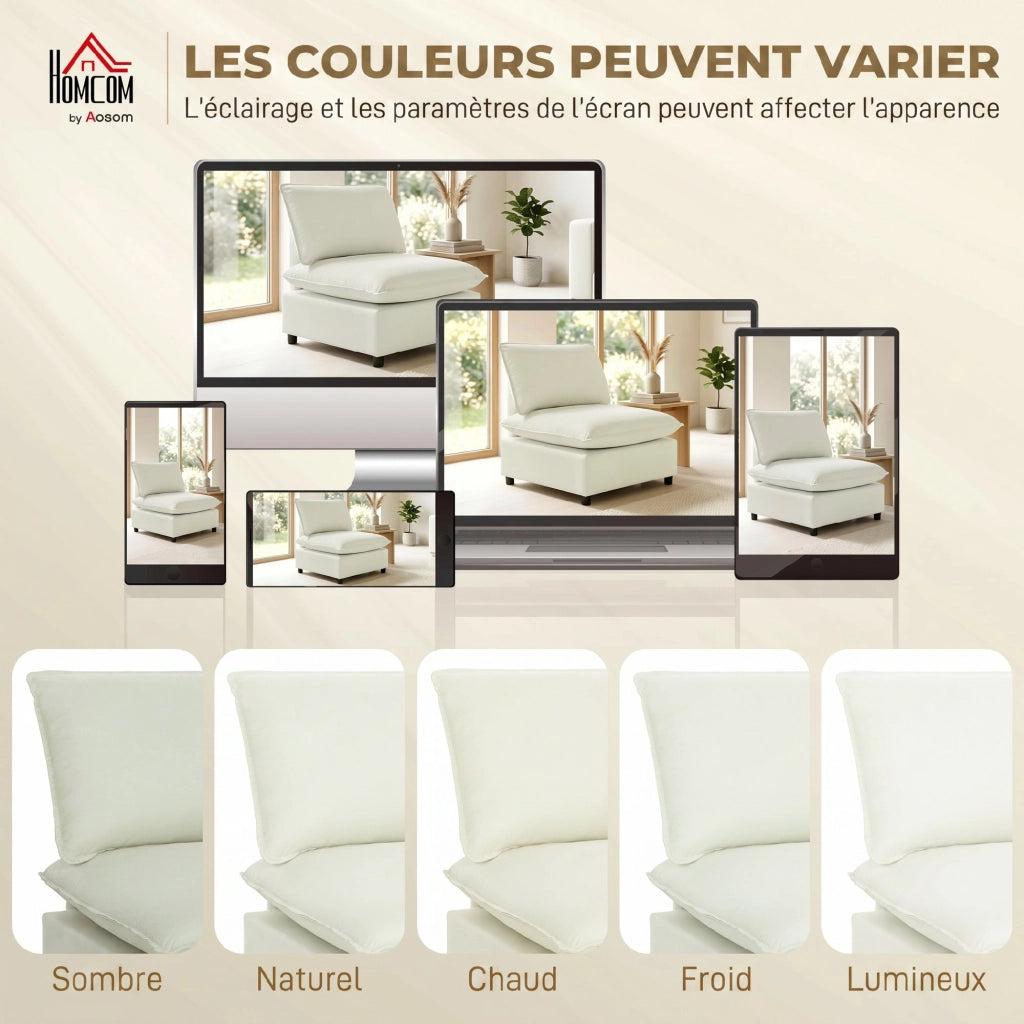 Poltrona moderna senza braccioli ¨C Xylo ¨C tessuto crema, seduta larga 146x85x78cm