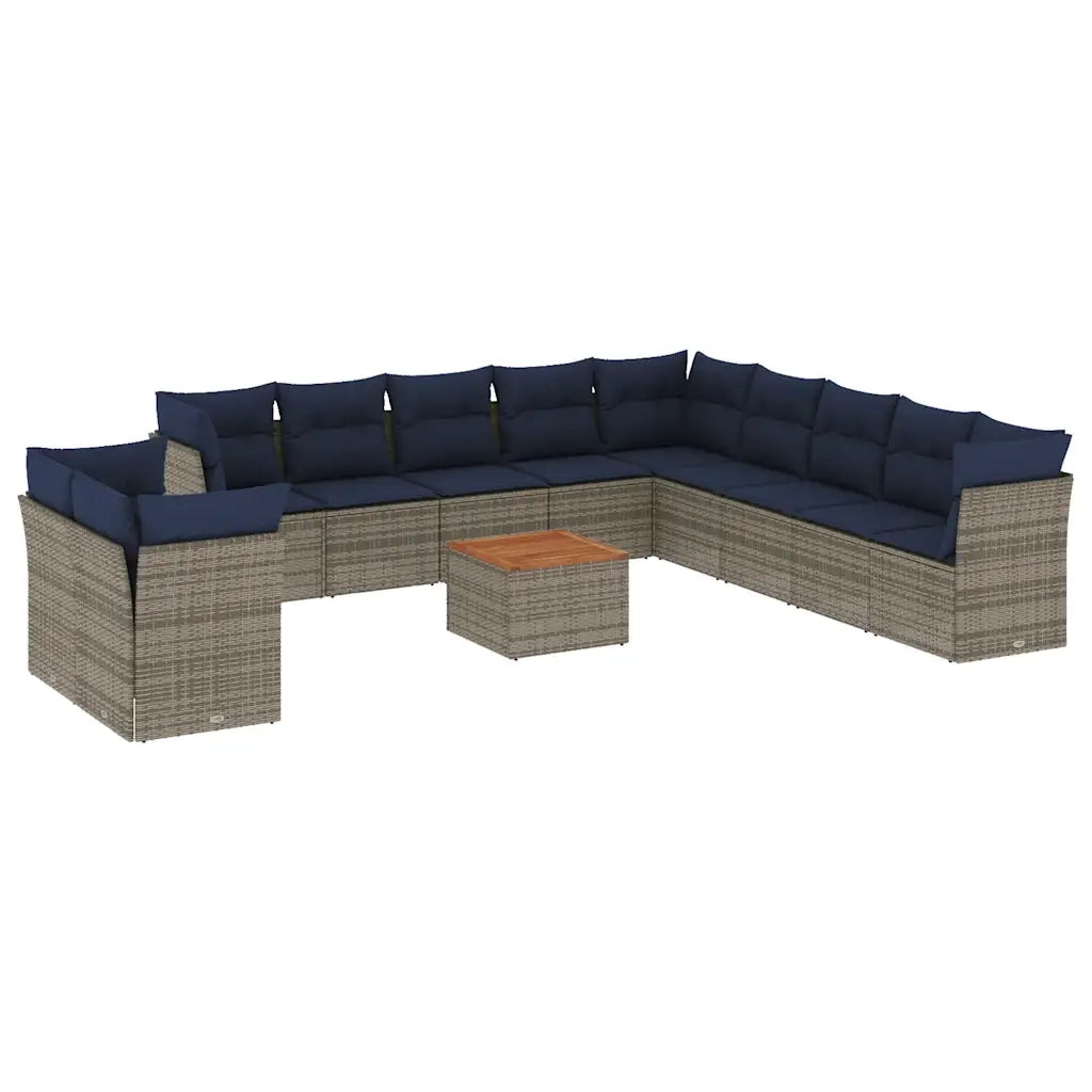 Set Divani da Giardino 12 pz con Cuscini Grigio in Polyrattan 3256061