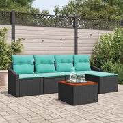 Set Divano da Giardino con cuscino 6 pcs Nero polyrattan 3347823