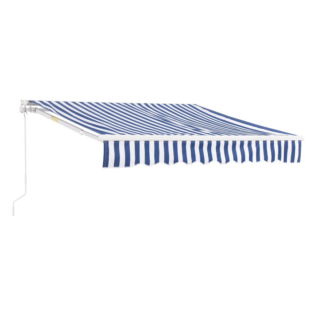 Tenda da Sole a Muro Bitonto con Bracci Estensibili e Manovella 300 x 250 cm (LxP) Blu/Bianco [en.casa]