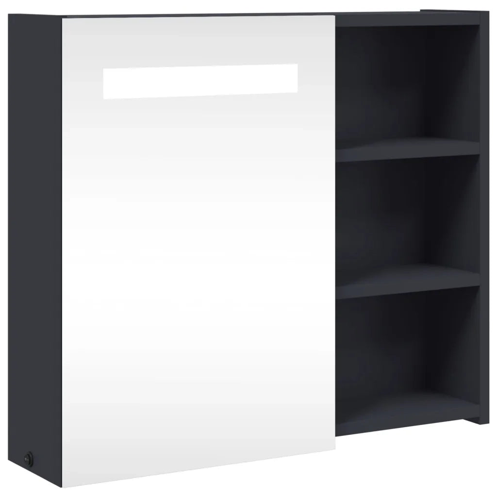 Armadietto Bagno con Specchio e LED Grigio 60x13x52 cm 357970