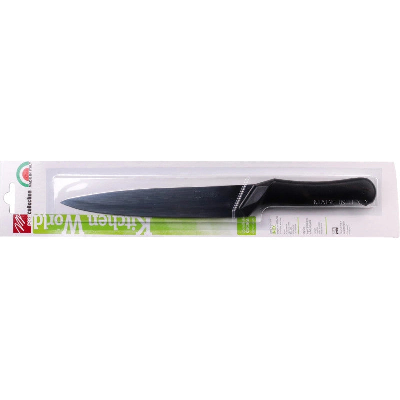 Set di 6 Coltelli Cucina Kitchen World Manico Nero 20 Cm