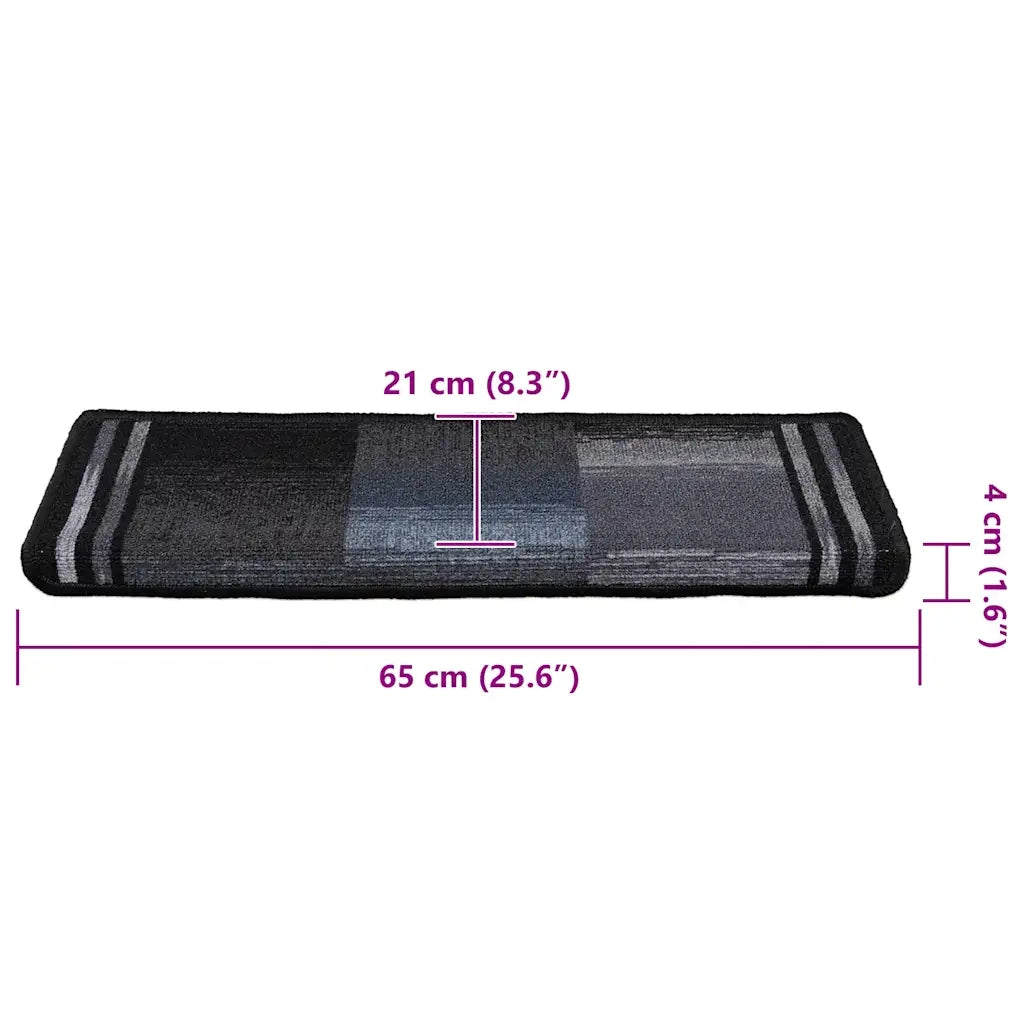 Tappetini Autoadesivi per Scale 15 pz | Gradini per Scale 65x21x4 cm Neri e Grigi