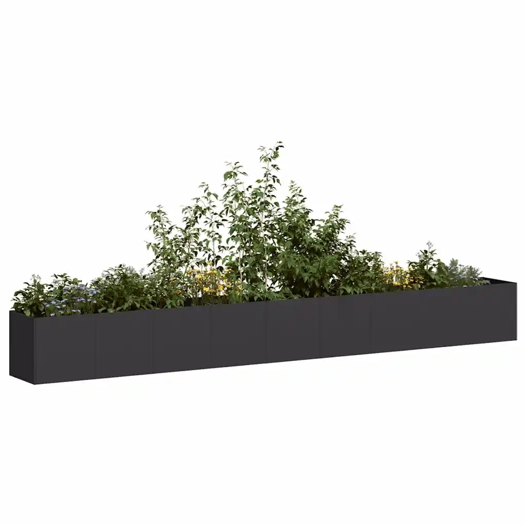 Fioriera | Cassetta per fiori | Vaso Nera 360x40x40 cm in Acciaio Laminato a Freddo