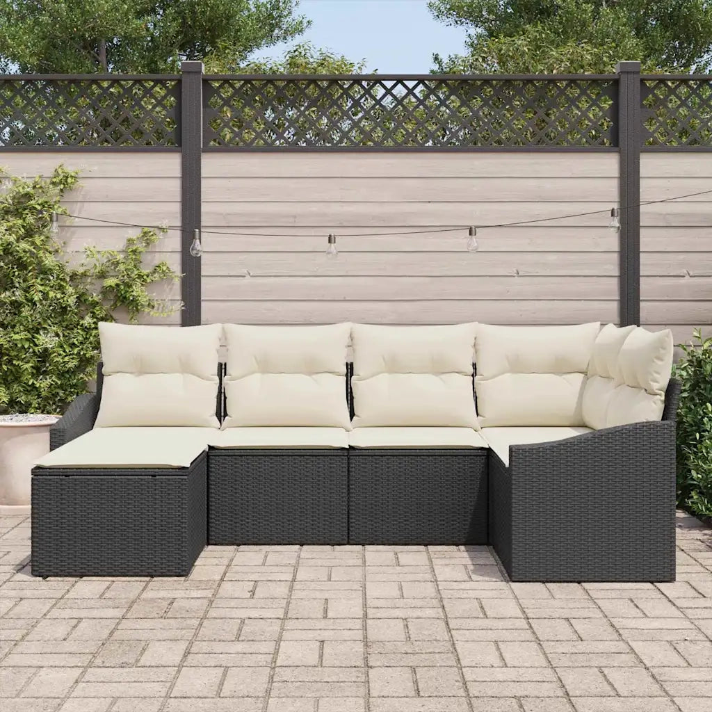 Set da Pranzo per Giardino con cuscino 6 pcs Nero e Crema 3355456