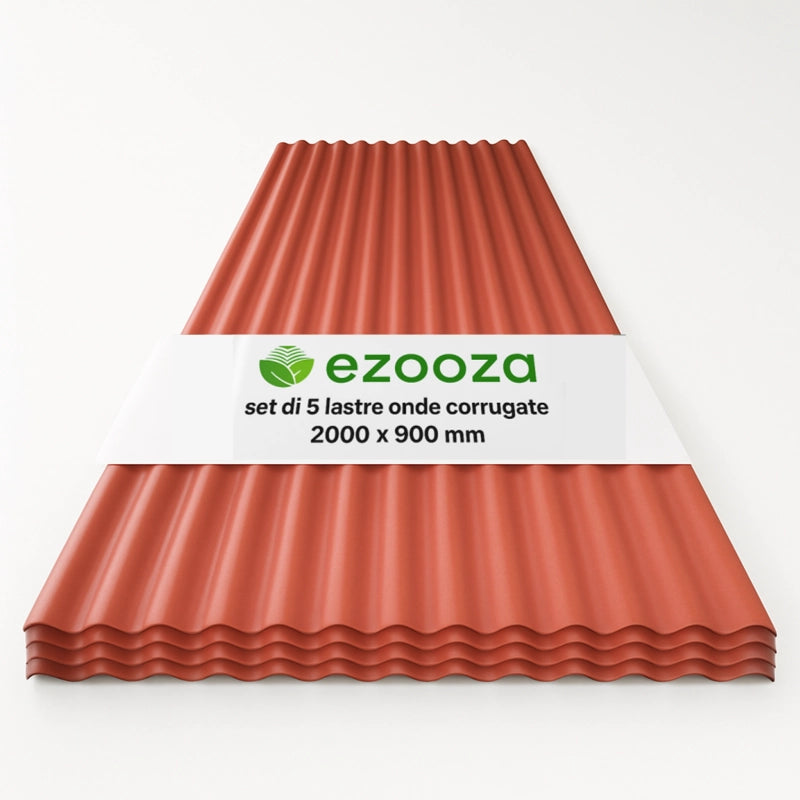 StormGuard Set da 5 lastre Ondulate in PVC – 90x200 cm Rosso – Copertura Tetto Impermeabile – Tetti di Verande, Carport