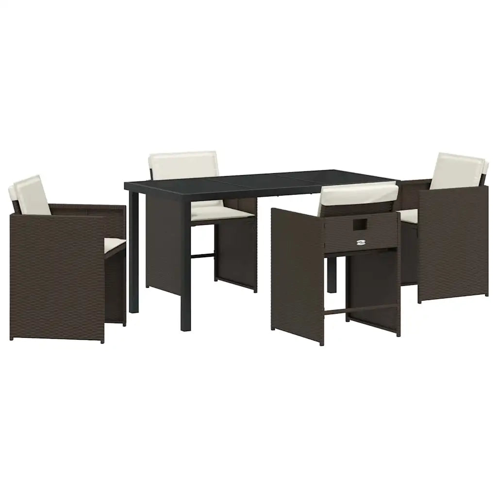 Set da Pranzo per Giardino 5 pcs Marrone polyrattan 3380698