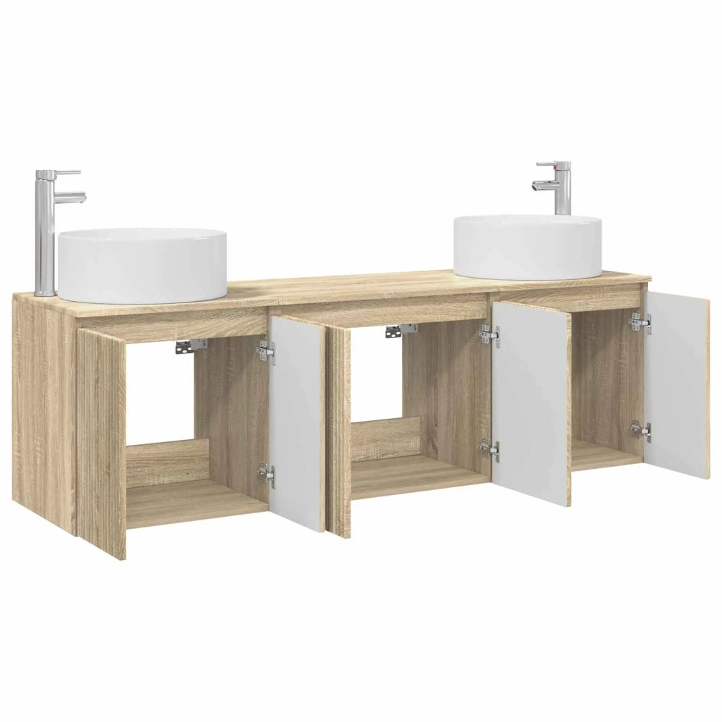 Set di Armadi da Bagno 3 pz Rovere Sonoma 49,5 x 44,5 x 65,5 cm 3405729