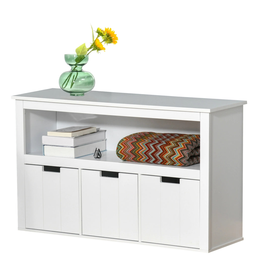 Cassettiera con ante e ripiani aperti ¨C Minimal ¨C Bianco 102x33x61,5 cm