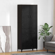 Credenza-Buffet-Armadio da cucina Rovere Nero 69,5 x 34 x 180 cm Legno multistrato 614695