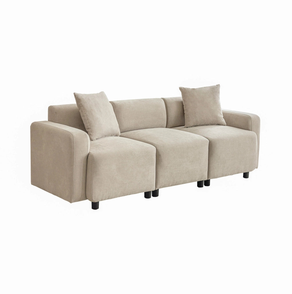 Sofa 211x67x71 cm con seduta extra ampia in chenille beige
